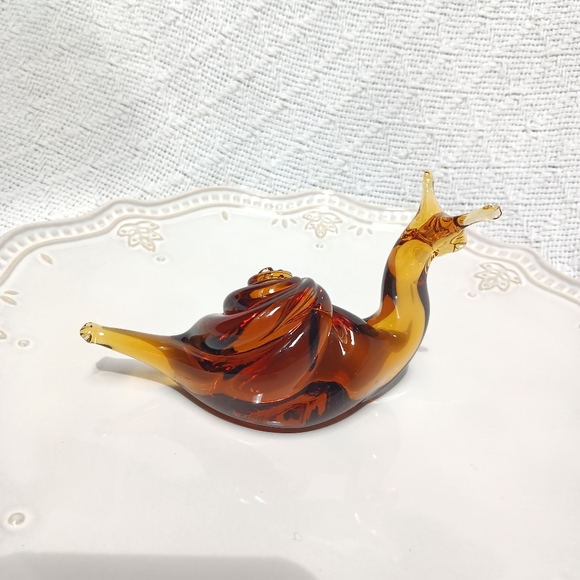 Vintage Amber Glass Blown Snail - Picture 4 of 7